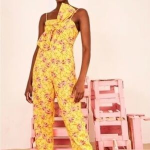 NWOT Farm Rio Banana Sunshine Bow Top Jumpsuit size Medium.